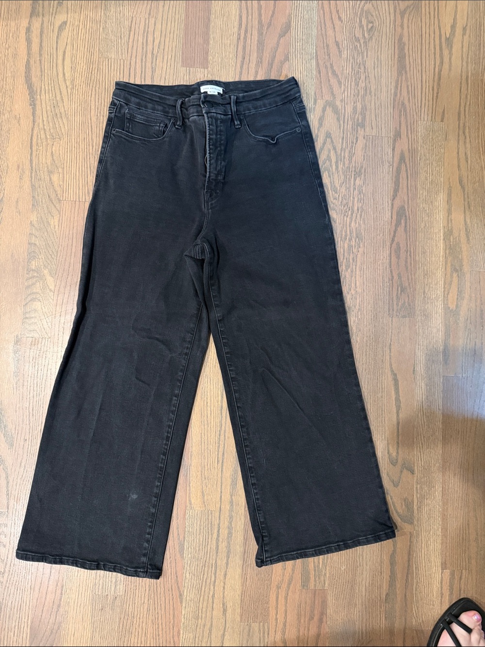 Good American Black Wide-Leg Jeans - ankle length
